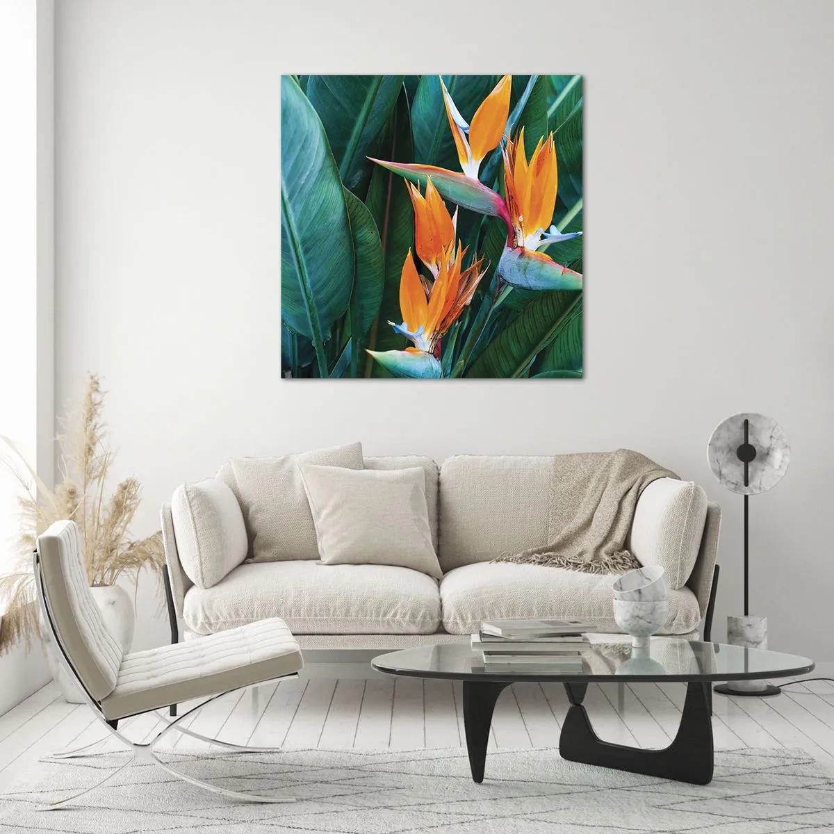Schilderen op glas - Is het een bloem of is het een vogel? - 70x70 cm