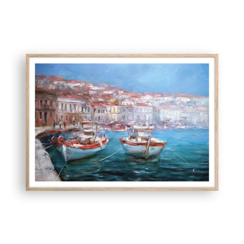 Een poster in een licht eiken lijst - Italiaanse baai - 100x70 cm