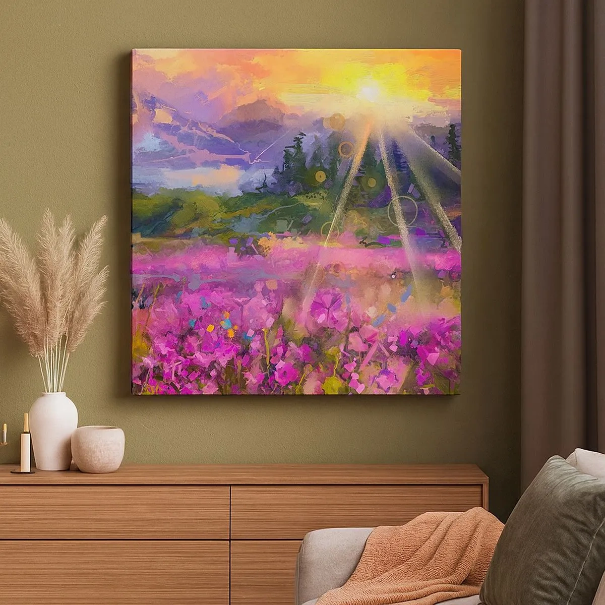 Schilderen op canvas - In de vallei onder de bescherming van de zon - 30x30 cm