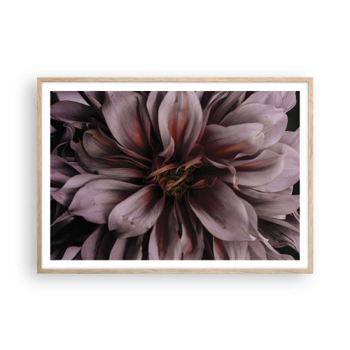 Een poster in een licht eiken lijst - Een bloemenhart - 100x70 cm