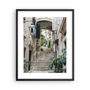 Poster in een zwarte lijst - Een charmant steegje - 40x50 cm