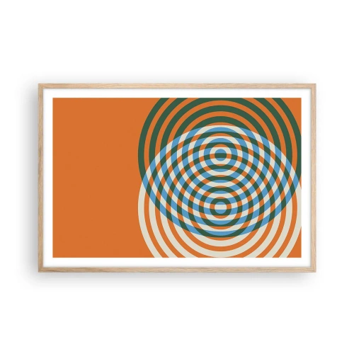 Een poster in een licht eiken lijst - Abstracte circulaire variatie - 91x61 cm