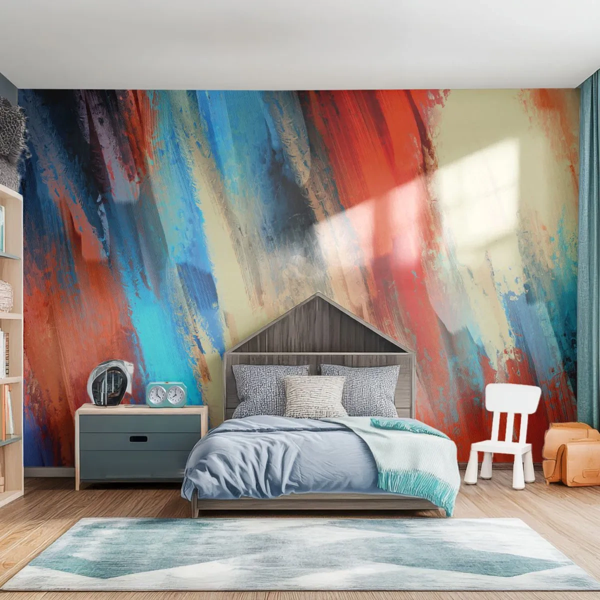 Zelfklevend Fotobehang Deluxe Sticker - Een cascade van kleuren - Abstractie, Deel, Modern patroon - 250x175 cm