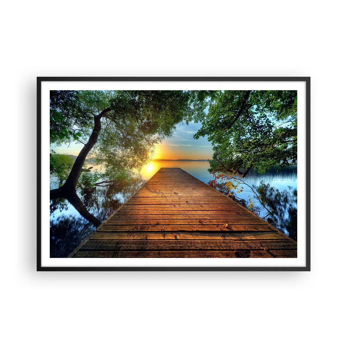 Poster in een zwarte lijst - Neem de tijd, ga zitten - 100x70 cm