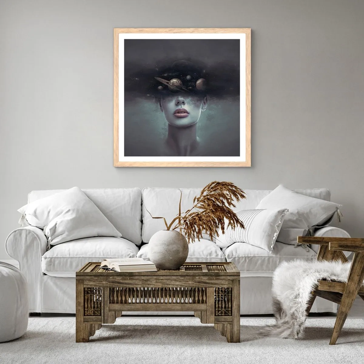 Een poster in een licht eiken lijst - En de planeten worden gek... - 60x60 cm
