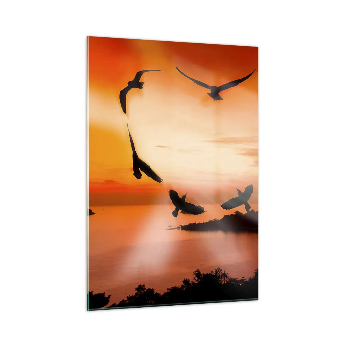 Schilderen op glas - Houd van de wereld als vogels - 50x70 cm