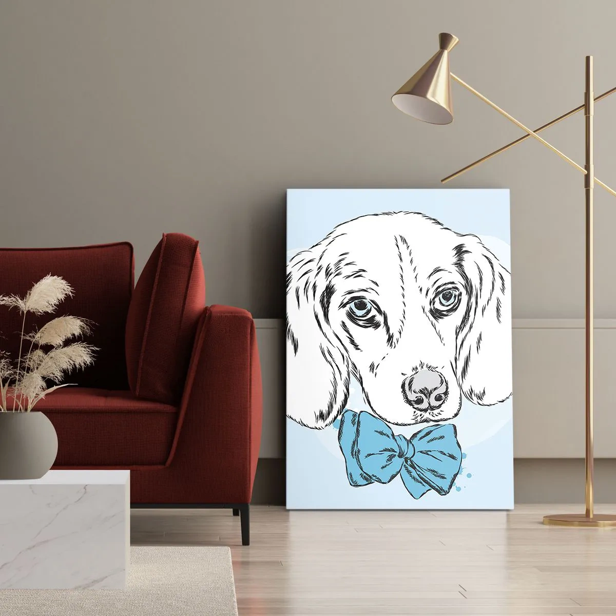 Schilderen op canvas - Hond elegantie - 70x100 cm