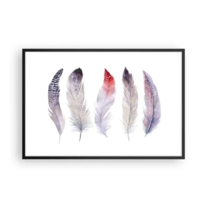 Poster in een zwarte lijst - Delicaat als veelkleurige mist - 91x61 cm