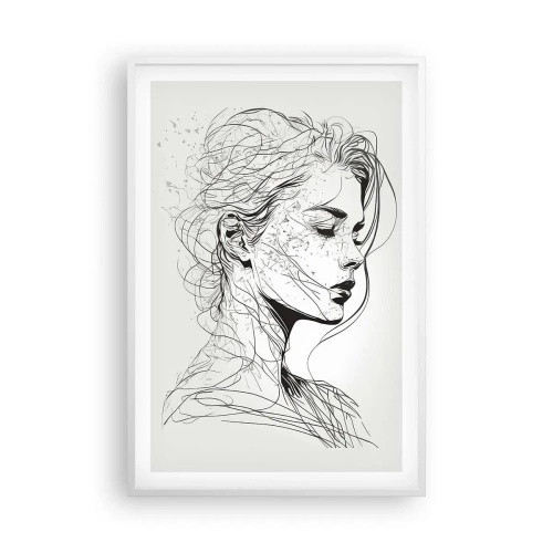 Poster in een witte lijst - Portret in gedachten - 61x91 cm