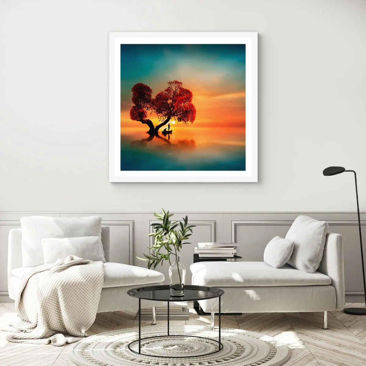 Poster in een witte lijst - Afstanders en de stilte van de wereldlozen - 60x60 cm