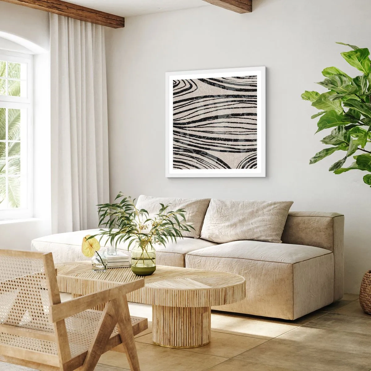 Poster in een witte lijst - Lijnoverstromingsvlakte - 30x30 cm