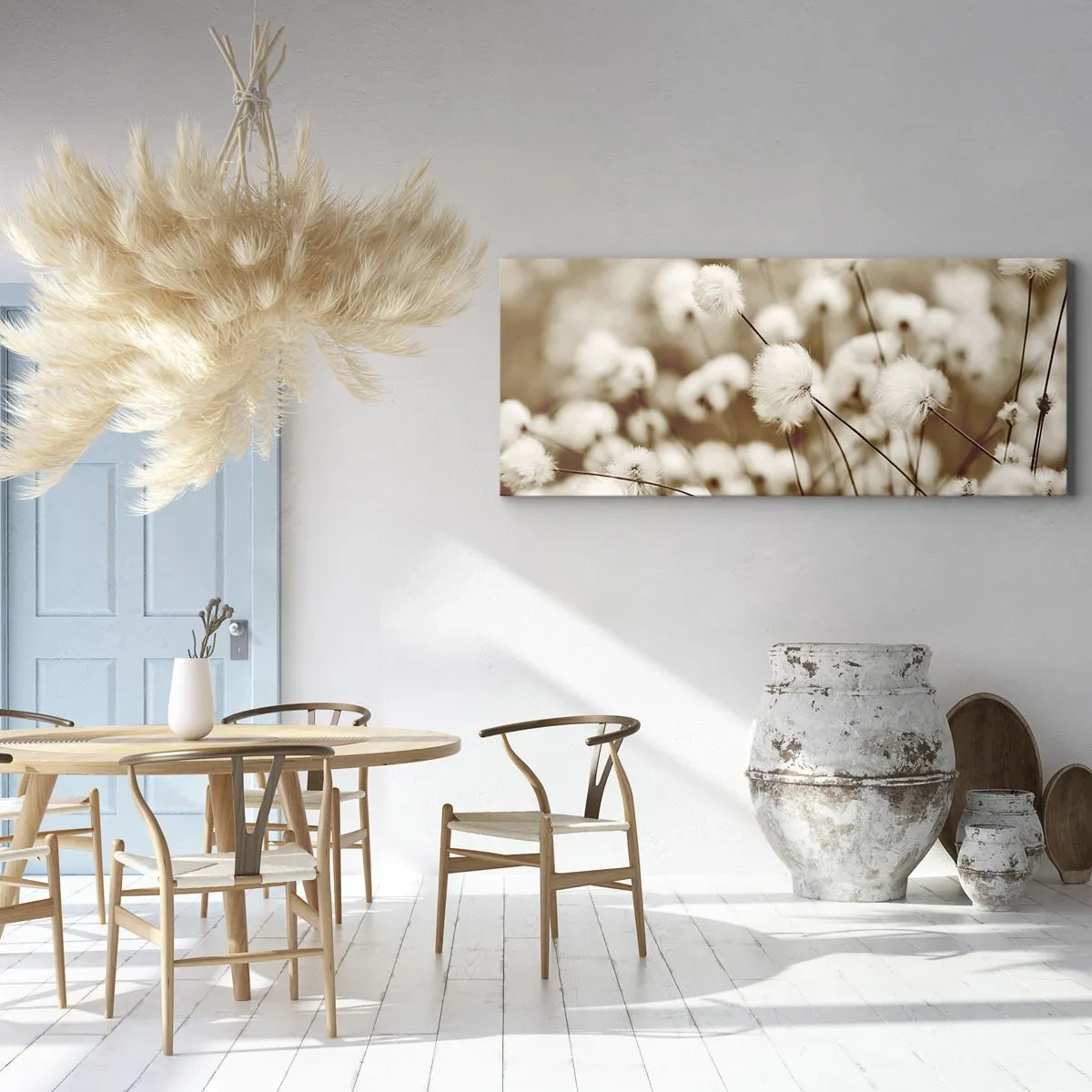 Schilderen op canvas - Pluizig korenveld - 120x50 cm