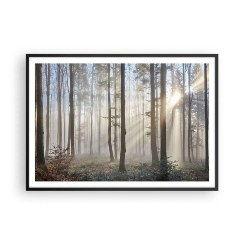 Poster in een zwarte lijst - De mist werd ook wakker - 100x70 cm