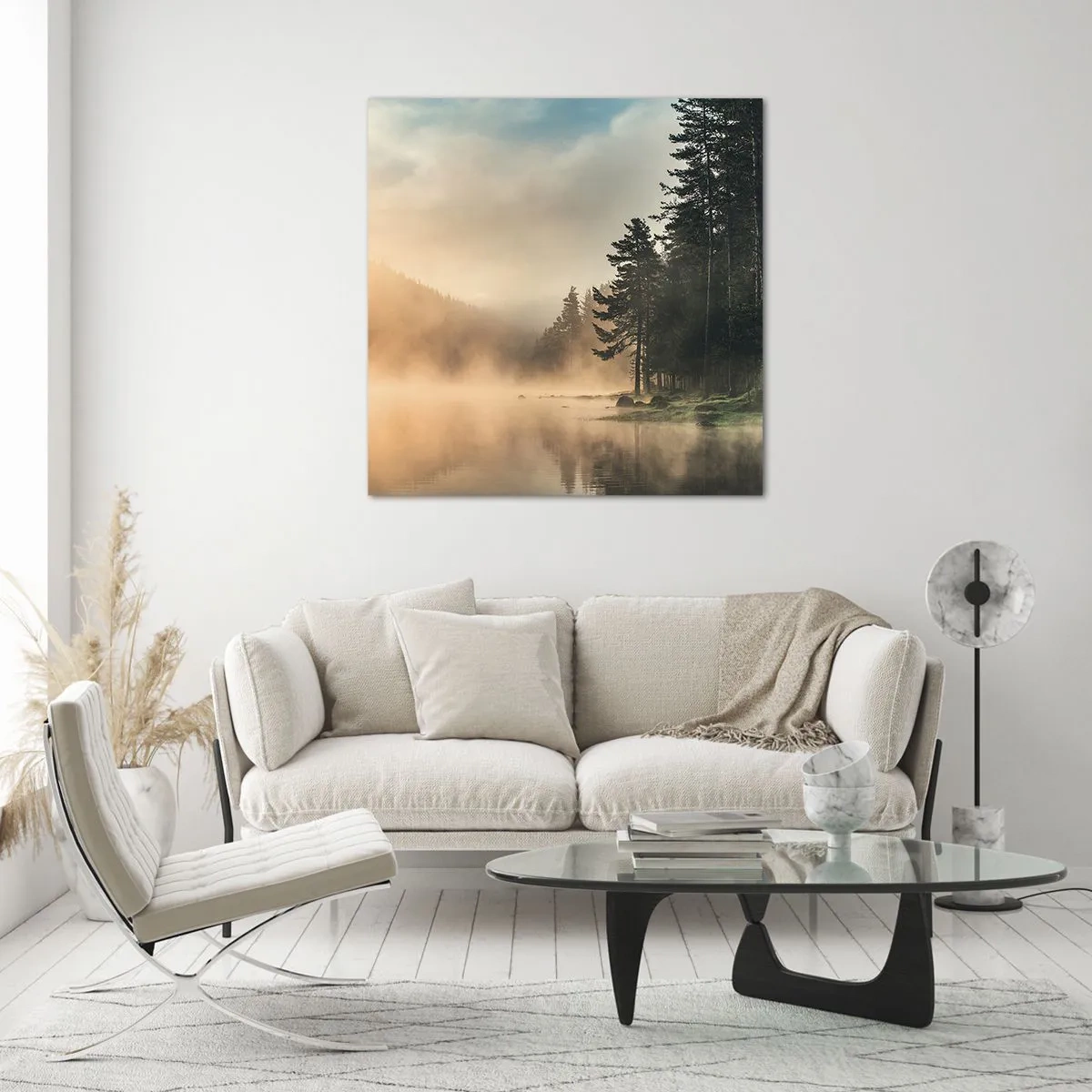 Schilderen op glas - De geboorte van de dag - 70x70 cm