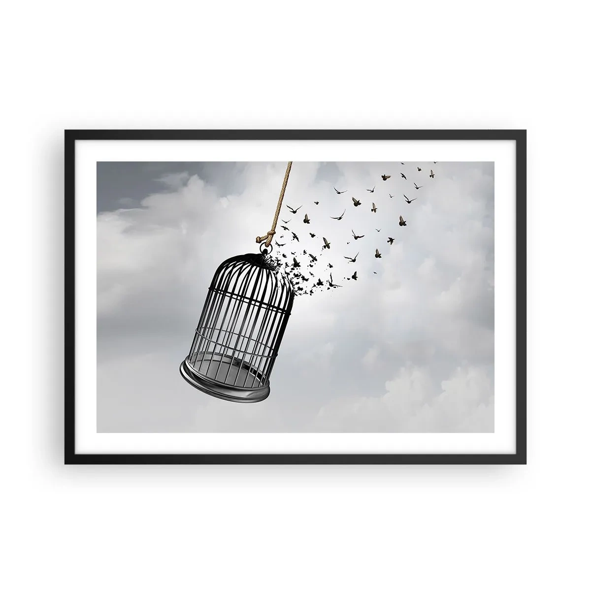 Poster in een zwarte lijst - Geloof ... Hoop ... Vrijheid! - 70x50 cm