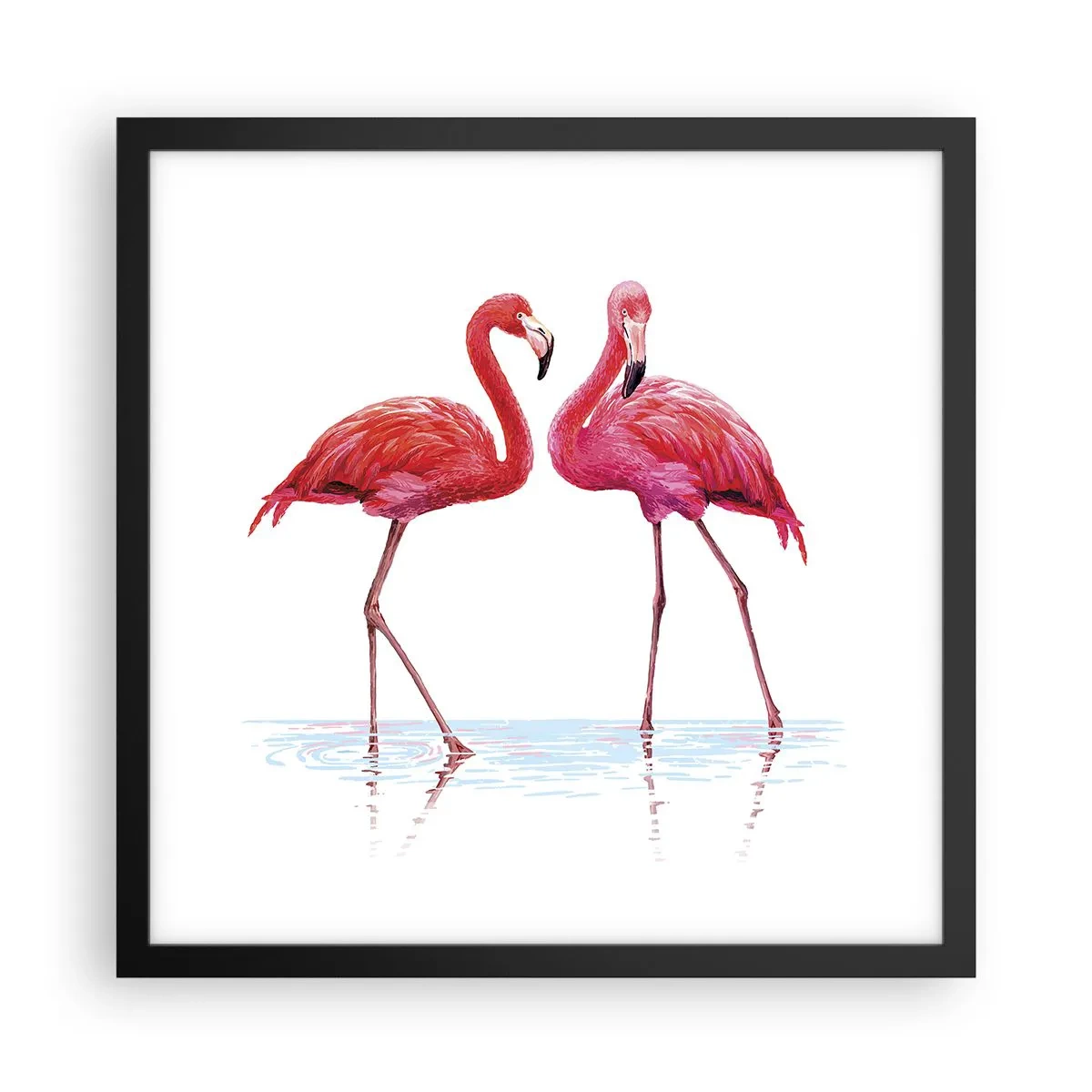 Poster in een zwarte lijst - Roze randez-vous - 40x40 cm