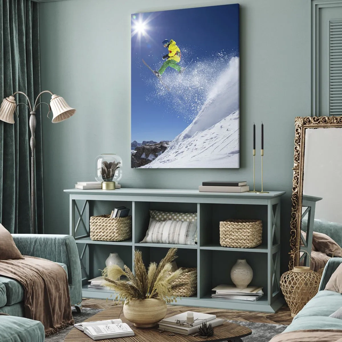 Schilderen op canvas - Dansend met de bergen - 65x120 cm