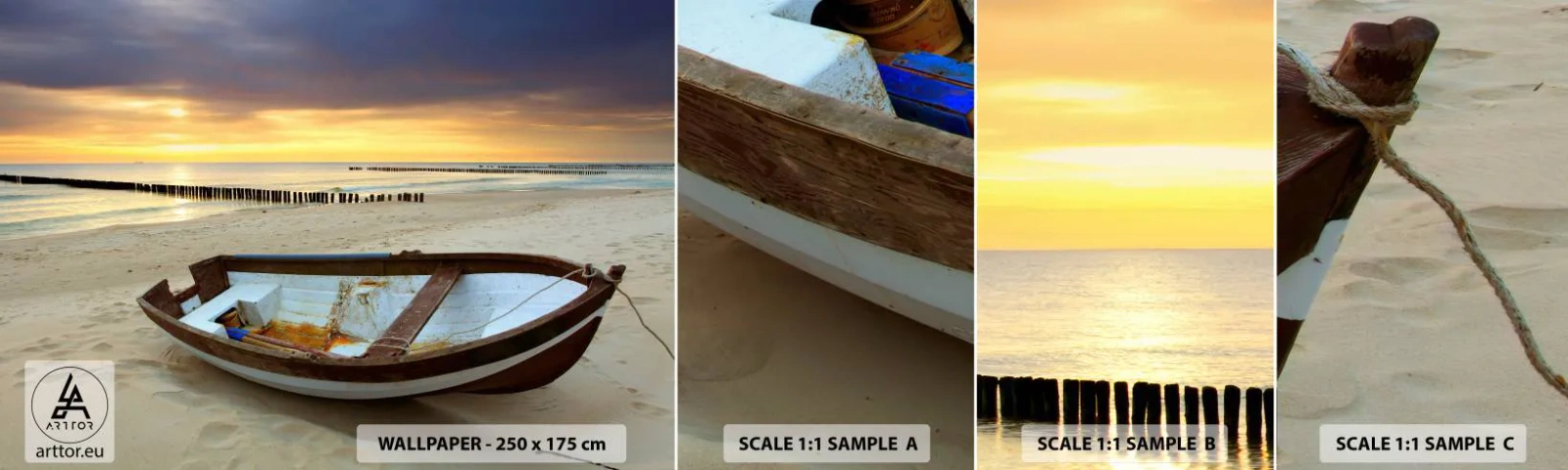 Fotobehang Monster Zelfklevend Deluxe Sticker - Er zijn geen mooiere stranden meer - Landschap, Zee, Strand - 100x30 cm