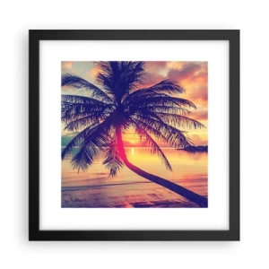 Poster in een zwarte lijst - Avond onder de palmbomen - 30x30 cm