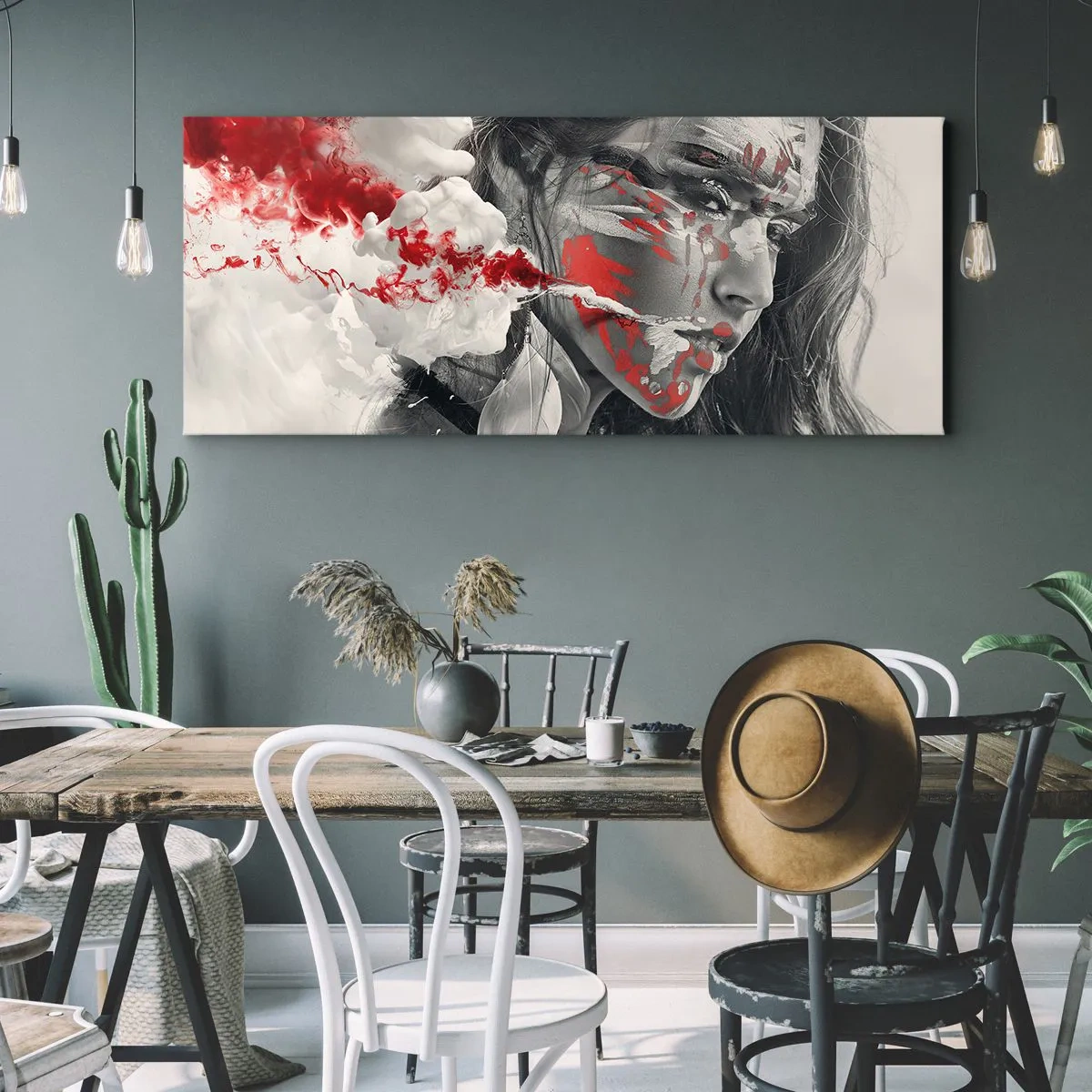 Schilderen op canvas - In de dampen van absurditeit - 100x40 cm