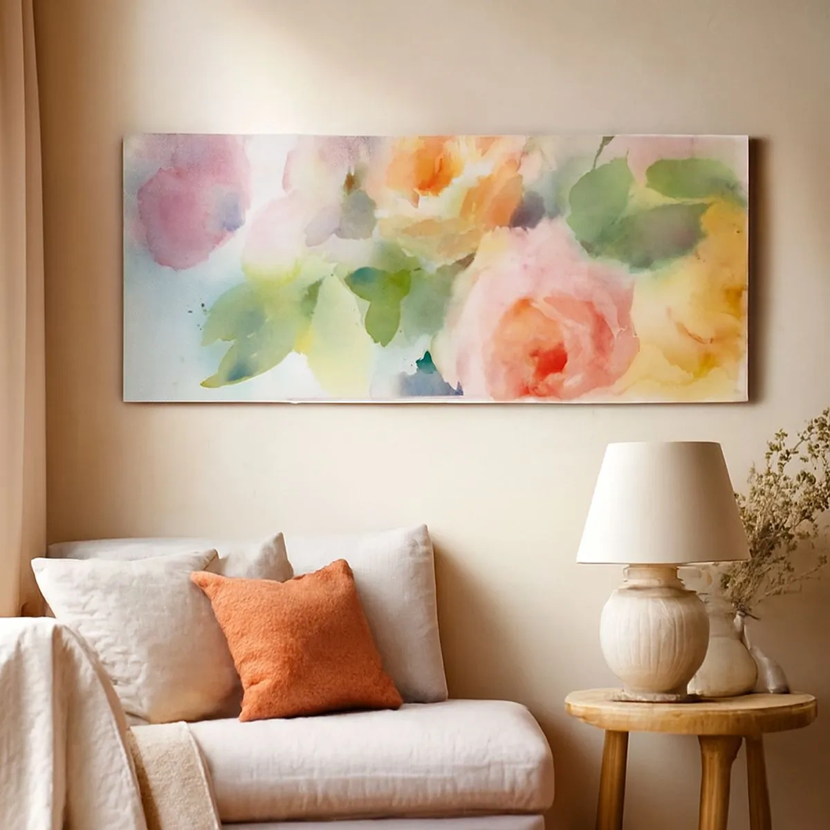 Schilderen op canvas - Delicaat als aquarel - 100x40 cm
