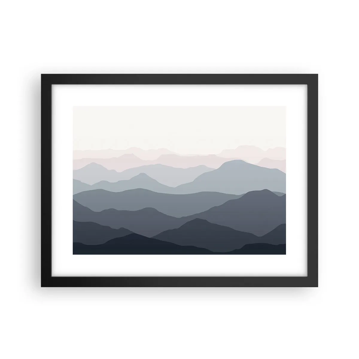Poster in een zwarte lijst - Golven van de bergen - 40x30 cm