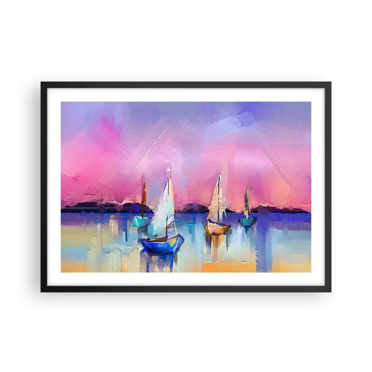 Poster in een zwarte lijst - Richting: breed water - 70x50 cm