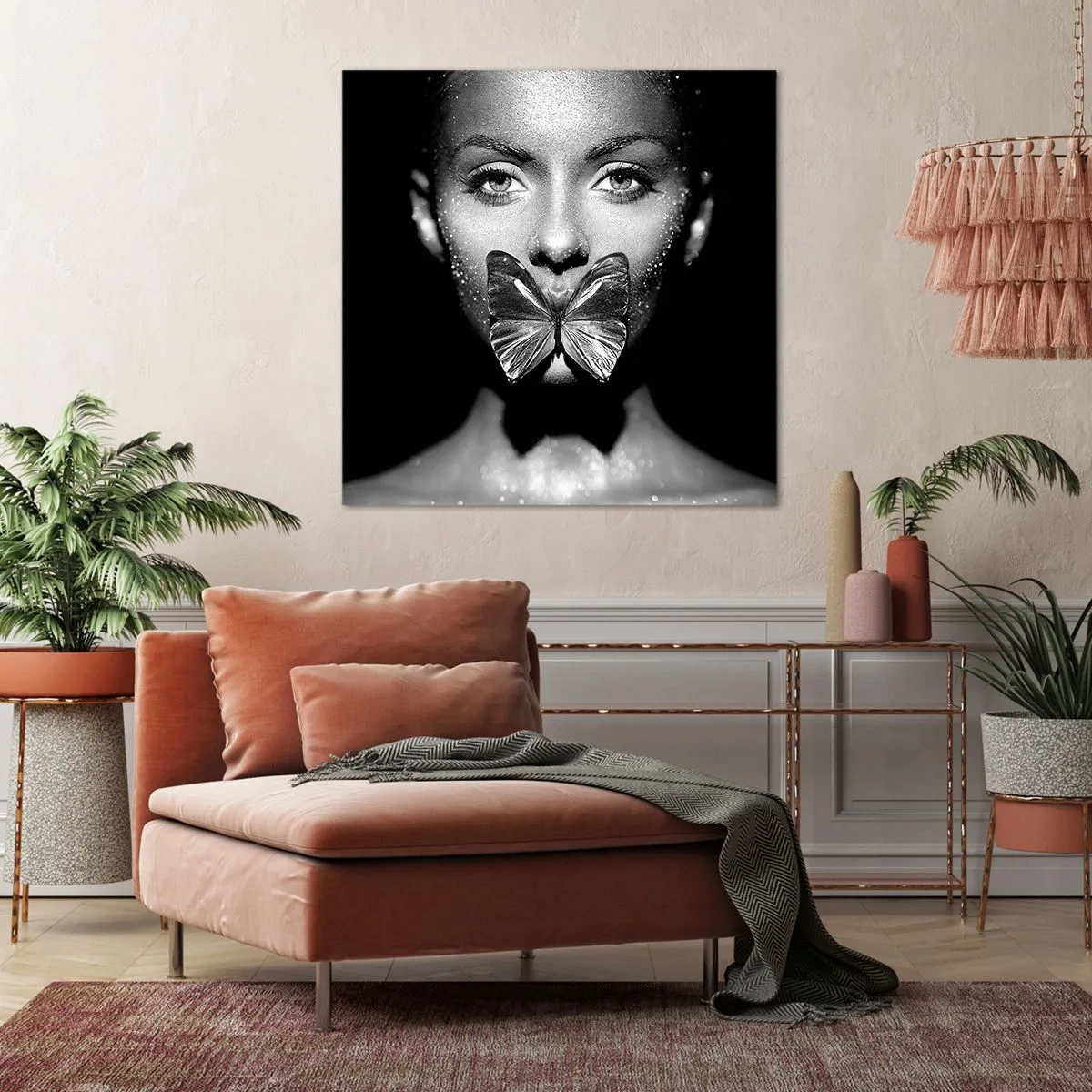 Schilderen op canvas - Vlinder kus - 70x70 cm