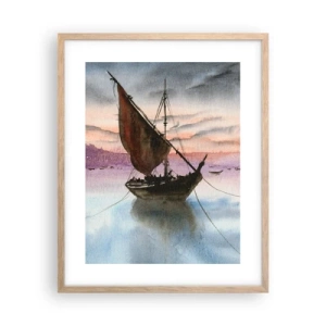 Een poster in een licht eiken lijst - Avond in de haven - 40x50 cm