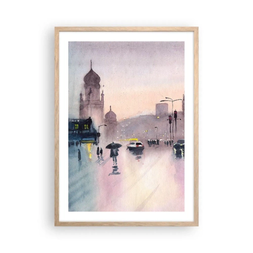 Een poster in een licht eiken lijst - In de regenachtige nevel - 50x70 cm