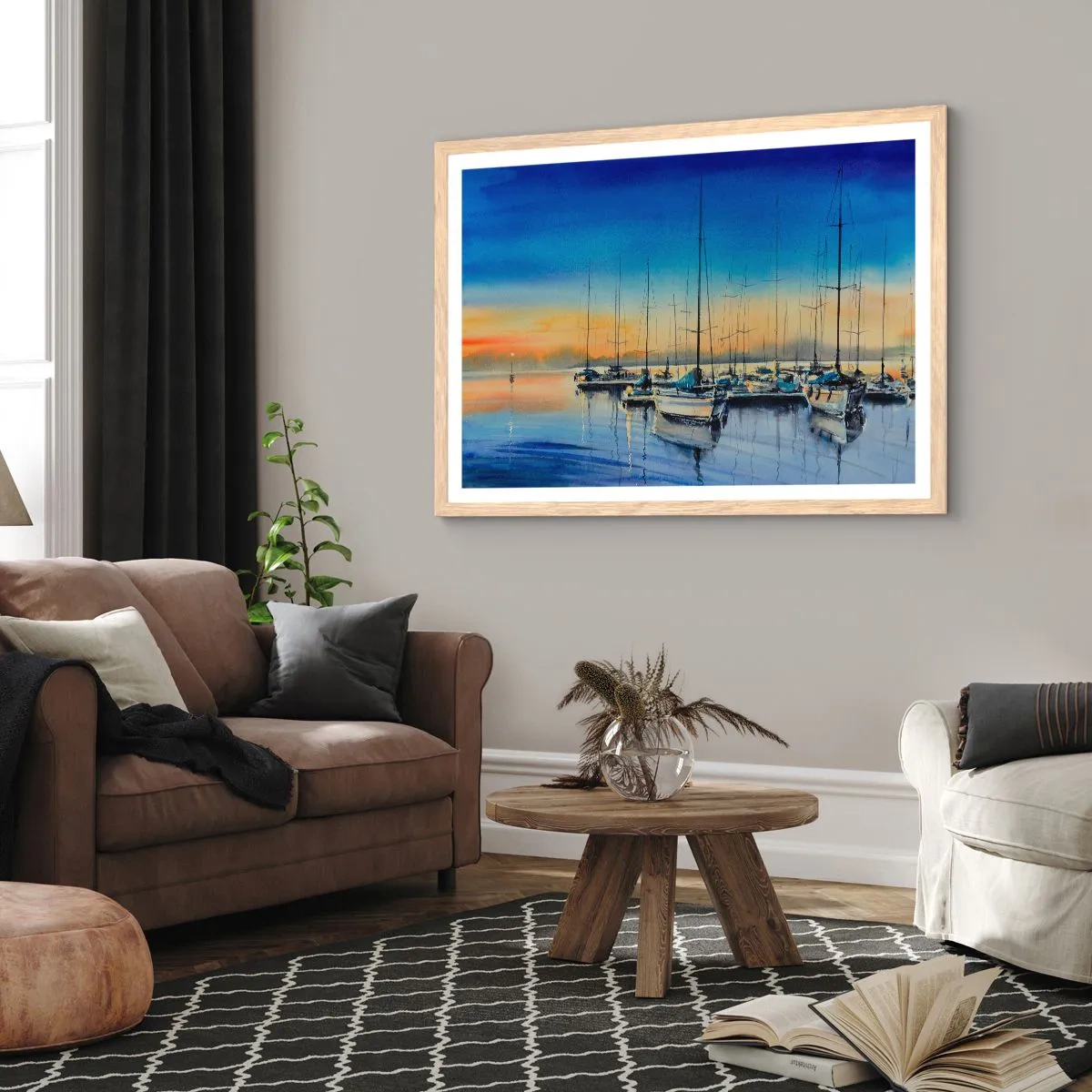 Een poster in een licht eiken lijst - Einde van een goede dag - 100x70 cm