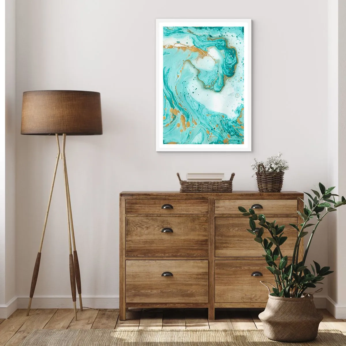 Poster in een witte lijst - Onder de grote golf van het Edo-tijdperk - 30x40 cm