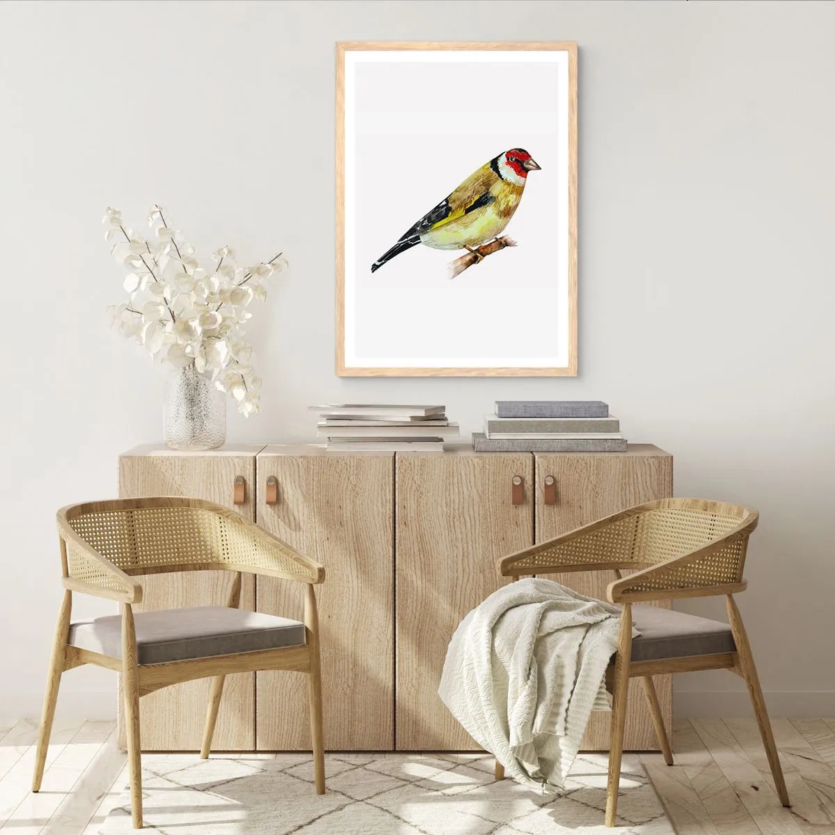 Een poster in een licht eiken lijst - Vogel portret - 61x91 cm
