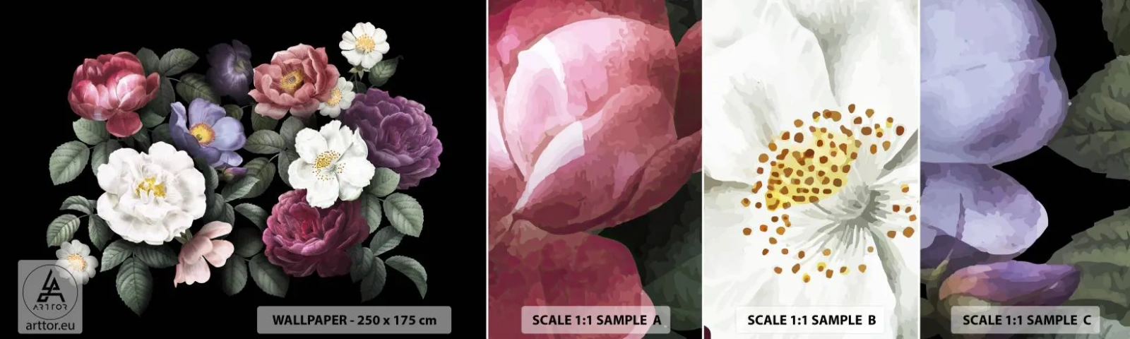 Fotobehang Staaltje Standard Eco - Uit de Engelse tuin - Bloemen, Boeket bloemen, Bloemstuk - 100x30 cm