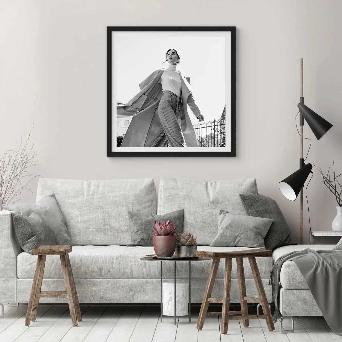 Poster in een zwarte lijst - Ga je mee? - 30x30 cm