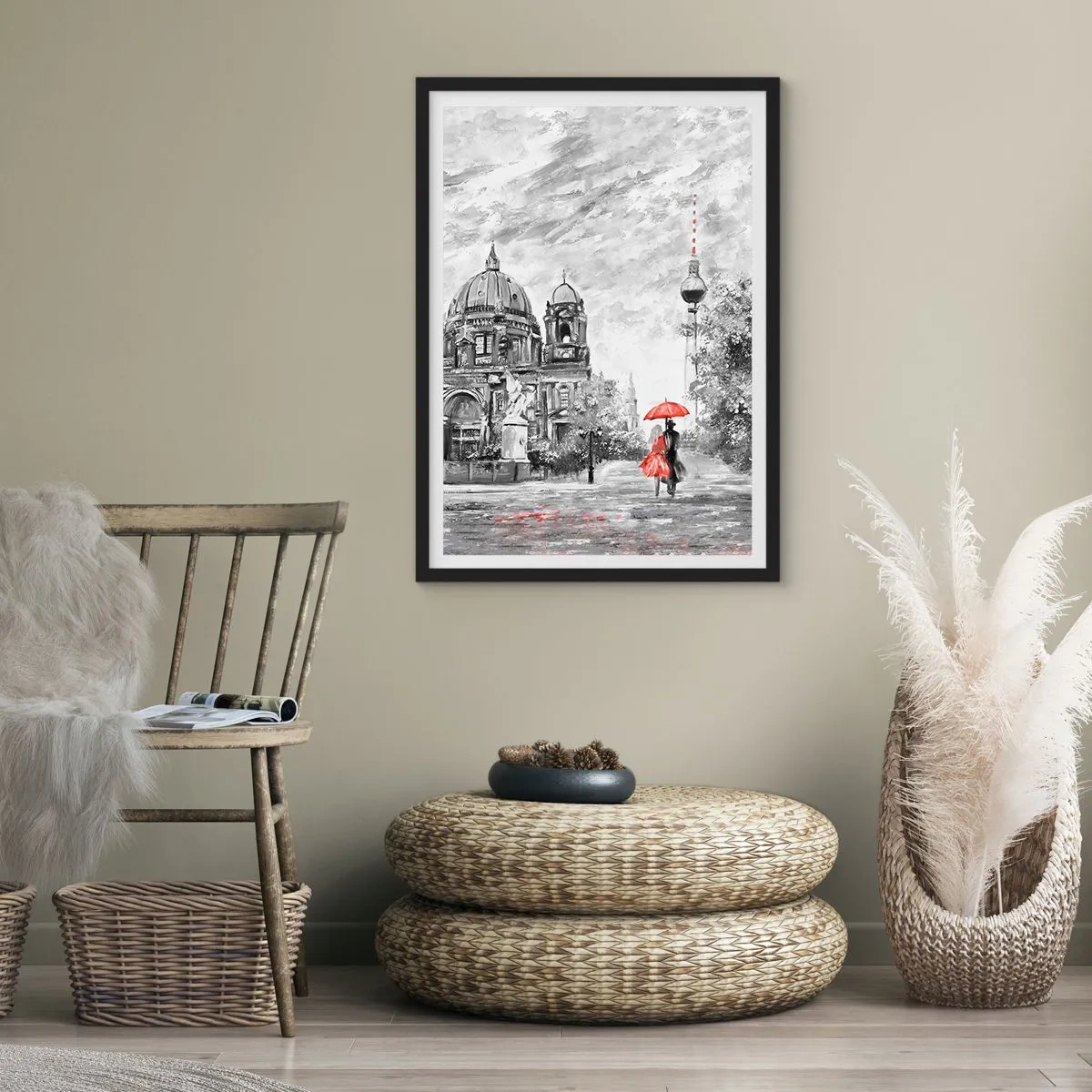 Poster in een zwarte lijst - Berlijn bijeenkomst - 40x50 cm