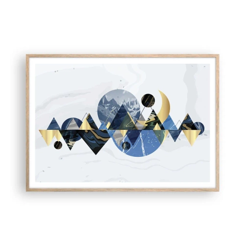 Een poster in een licht eiken lijst - Geometrisch landschap - 100x70 cm