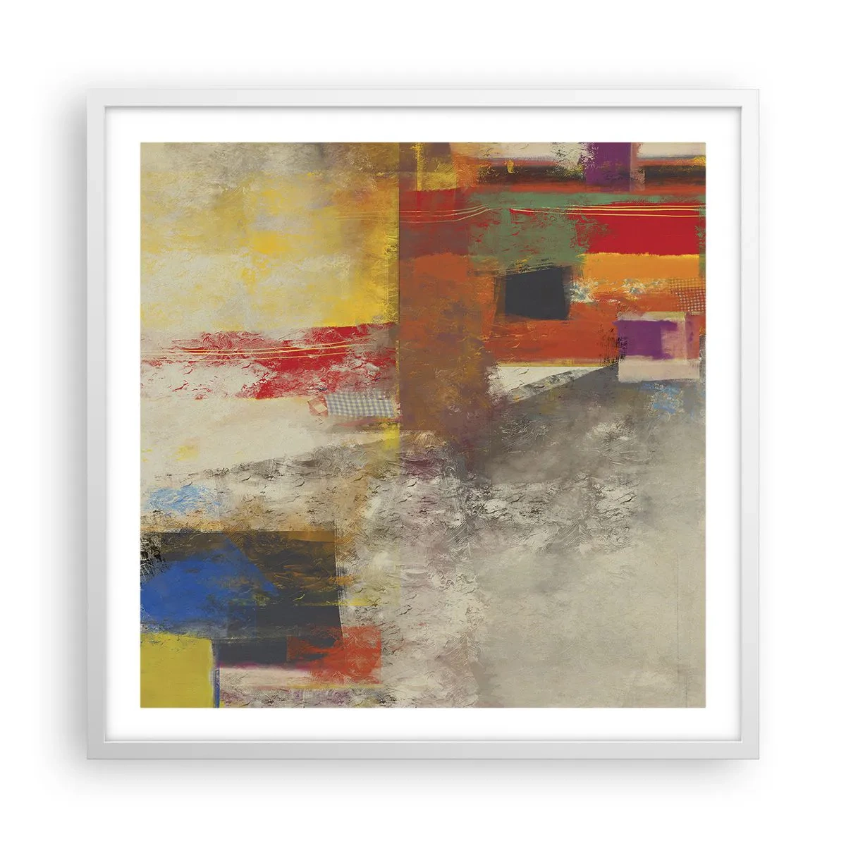 Poster in een witte lijst - Kleur geometrie - 60x60 cm