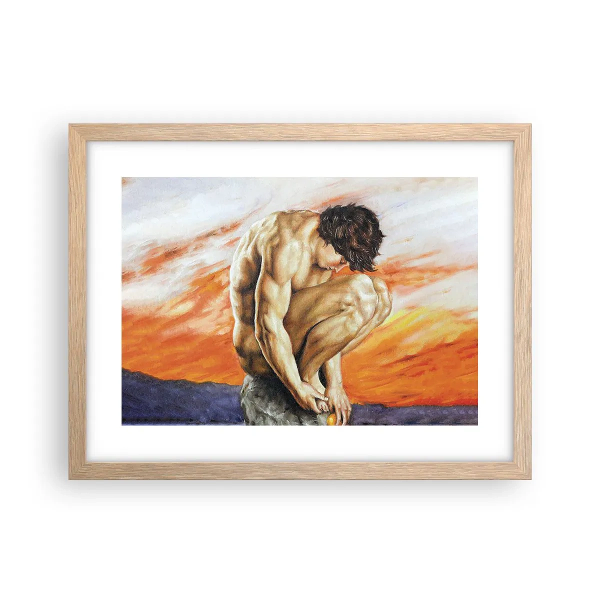 Een poster in een licht eiken lijst - Ondergedompeld in zichzelf - 40x30 cm