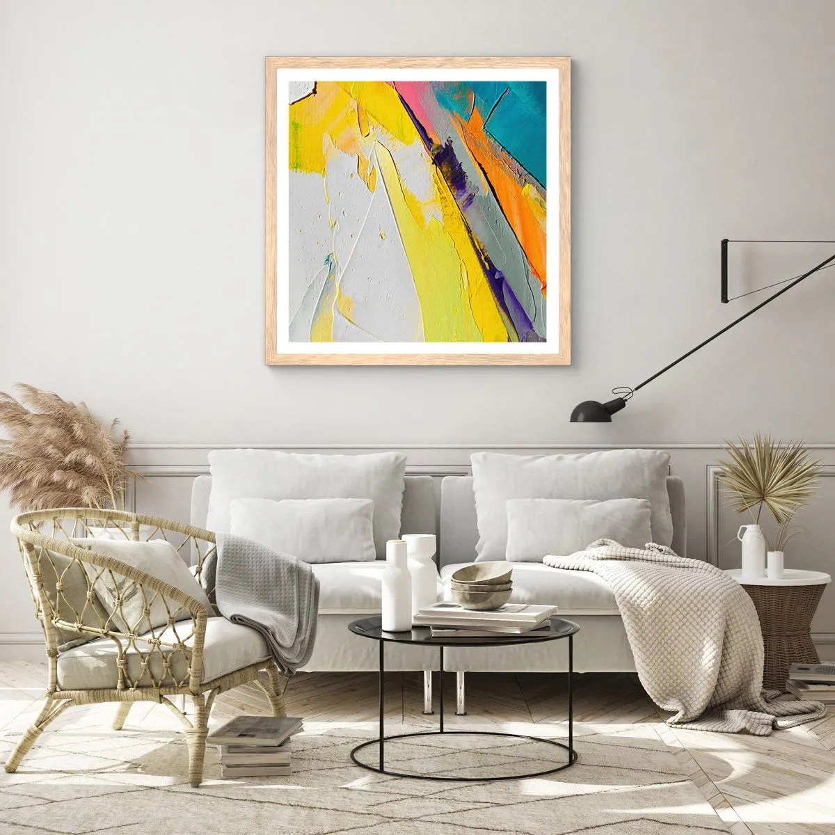 Een poster in een licht eiken lijst - De anatomie van licht - 40x40 cm