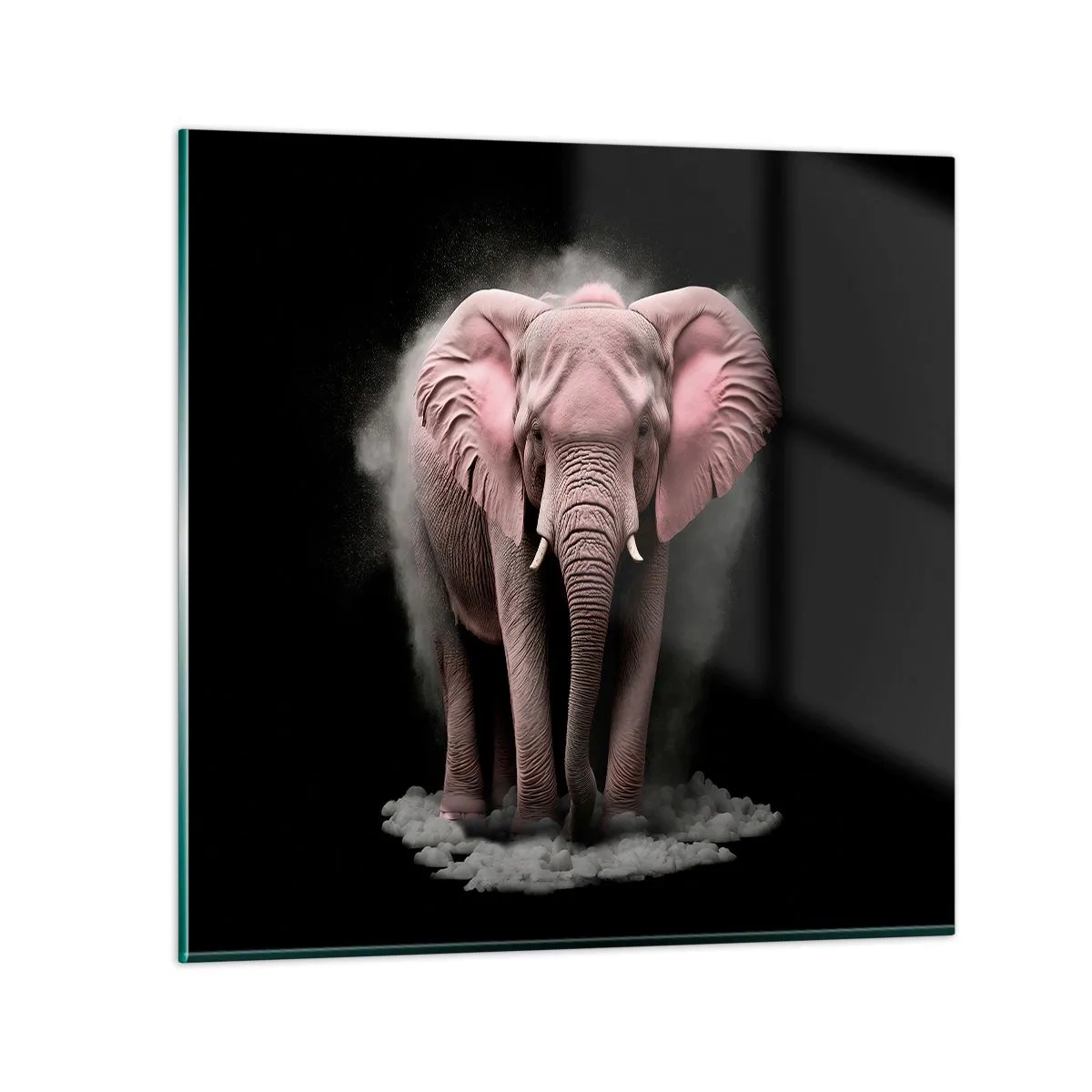 Schilderen op glas - Denk niet aan een roze olifant! - 30x30 cm