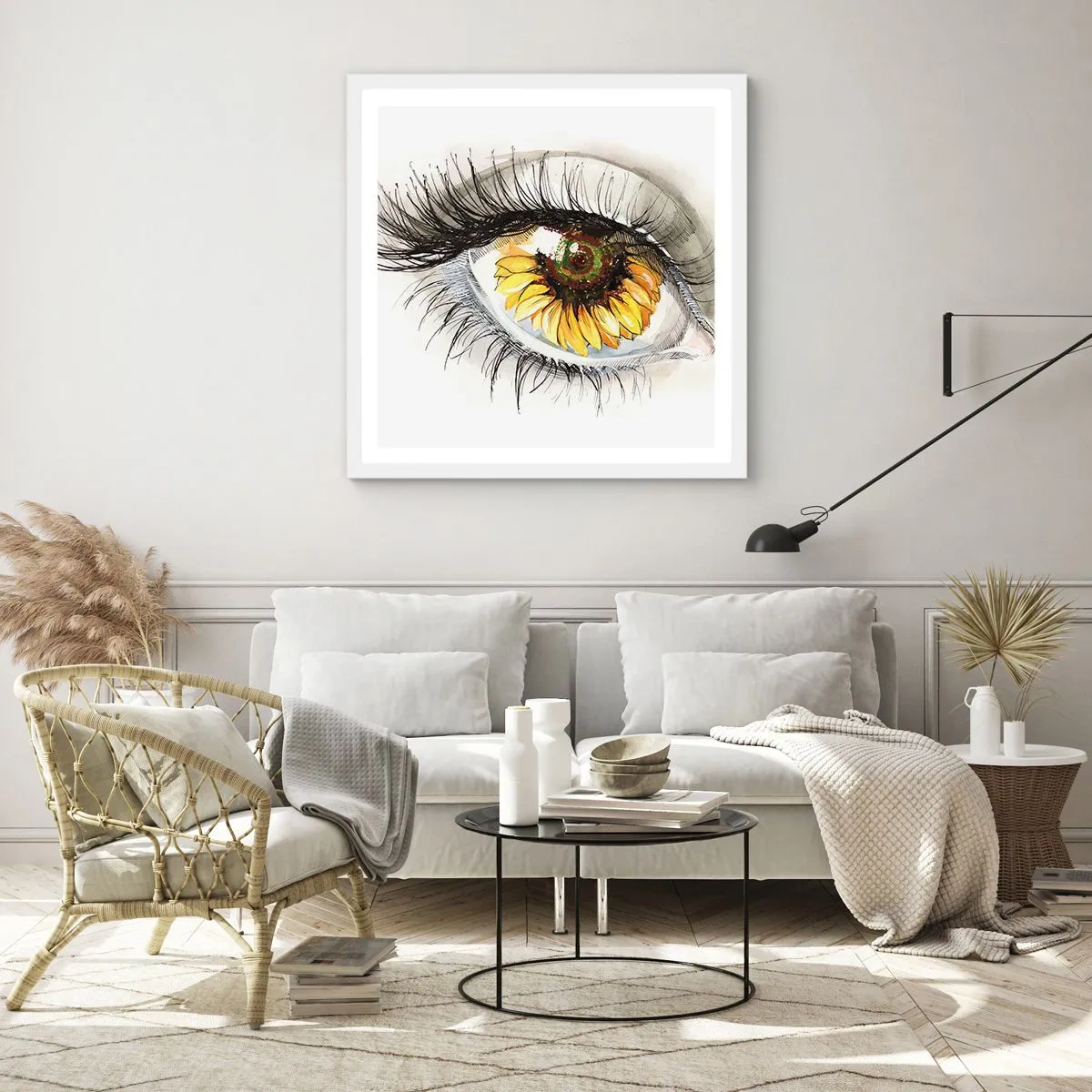 Poster in een witte lijst - Een look zo warm als de zomer - 60x60 cm