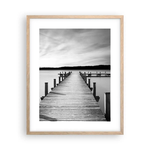 Een poster in een licht eiken lijst - Bij de waterput - vrede - 40x50 cm