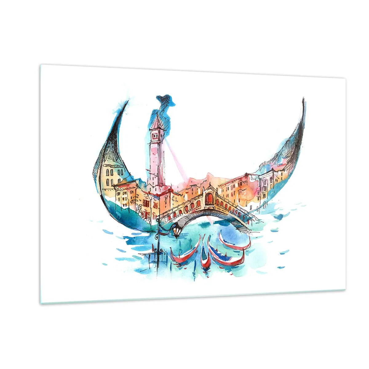 Schilderen op glas - We varen door de stad - 120x80 cm