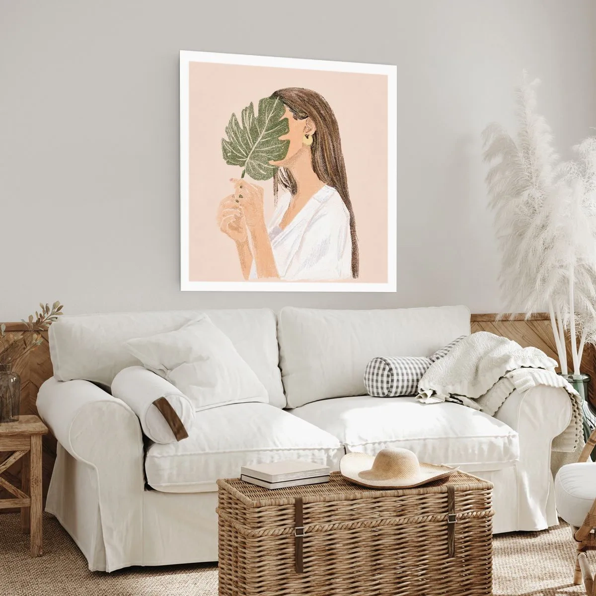 Poster - Mysterieus portret met een waaier - 60x60 cm