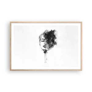 Een poster in een licht eiken lijst - Waar droomt het meisje over? - 91x61 cm