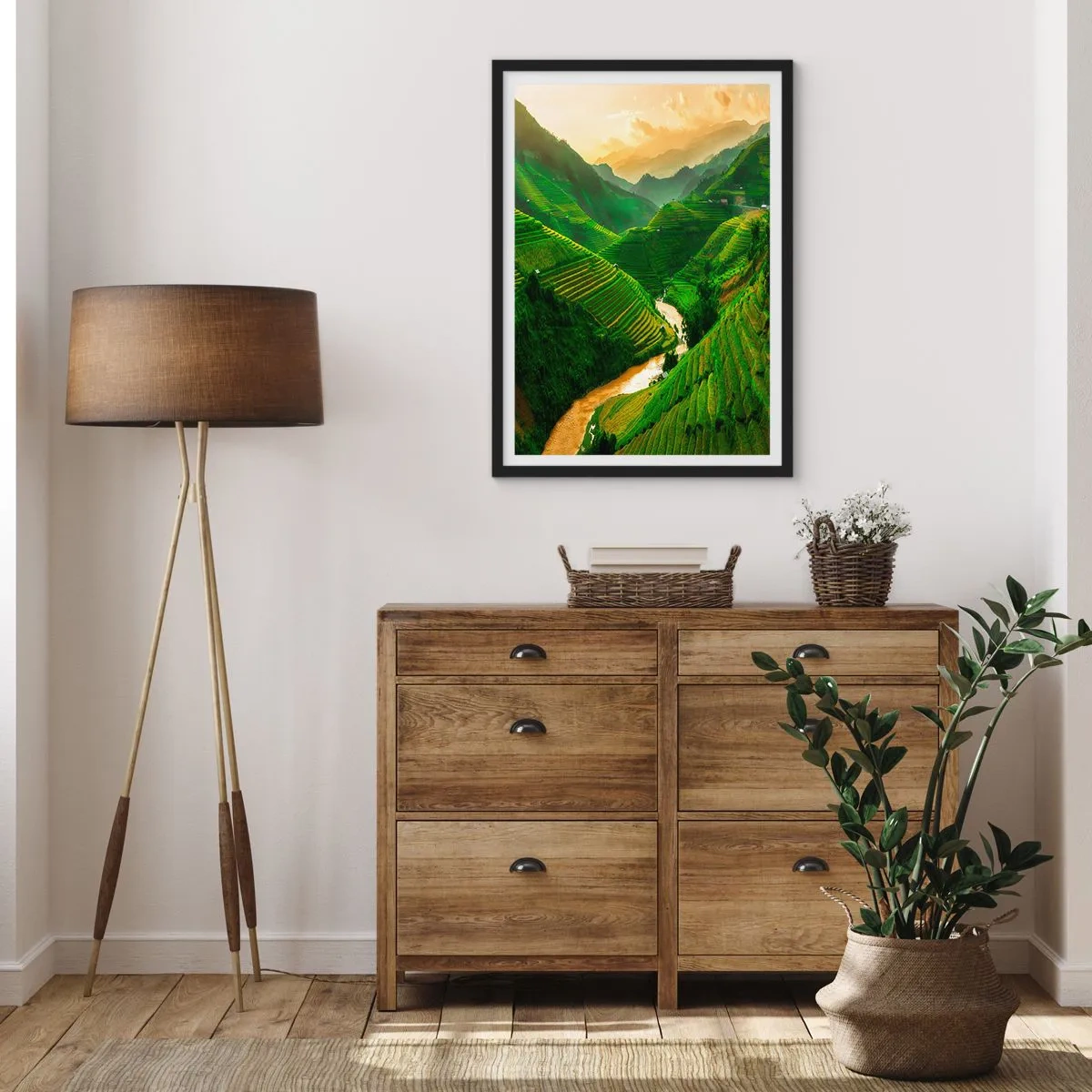 Poster in een zwarte lijst - Vietnamese vallei - 70x100 cm