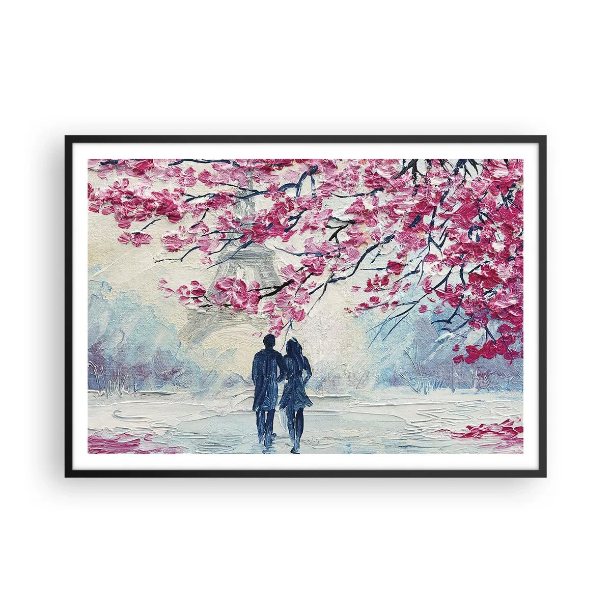 Poster in een zwarte lijst - Een romantische wandeling - 100x70 cm