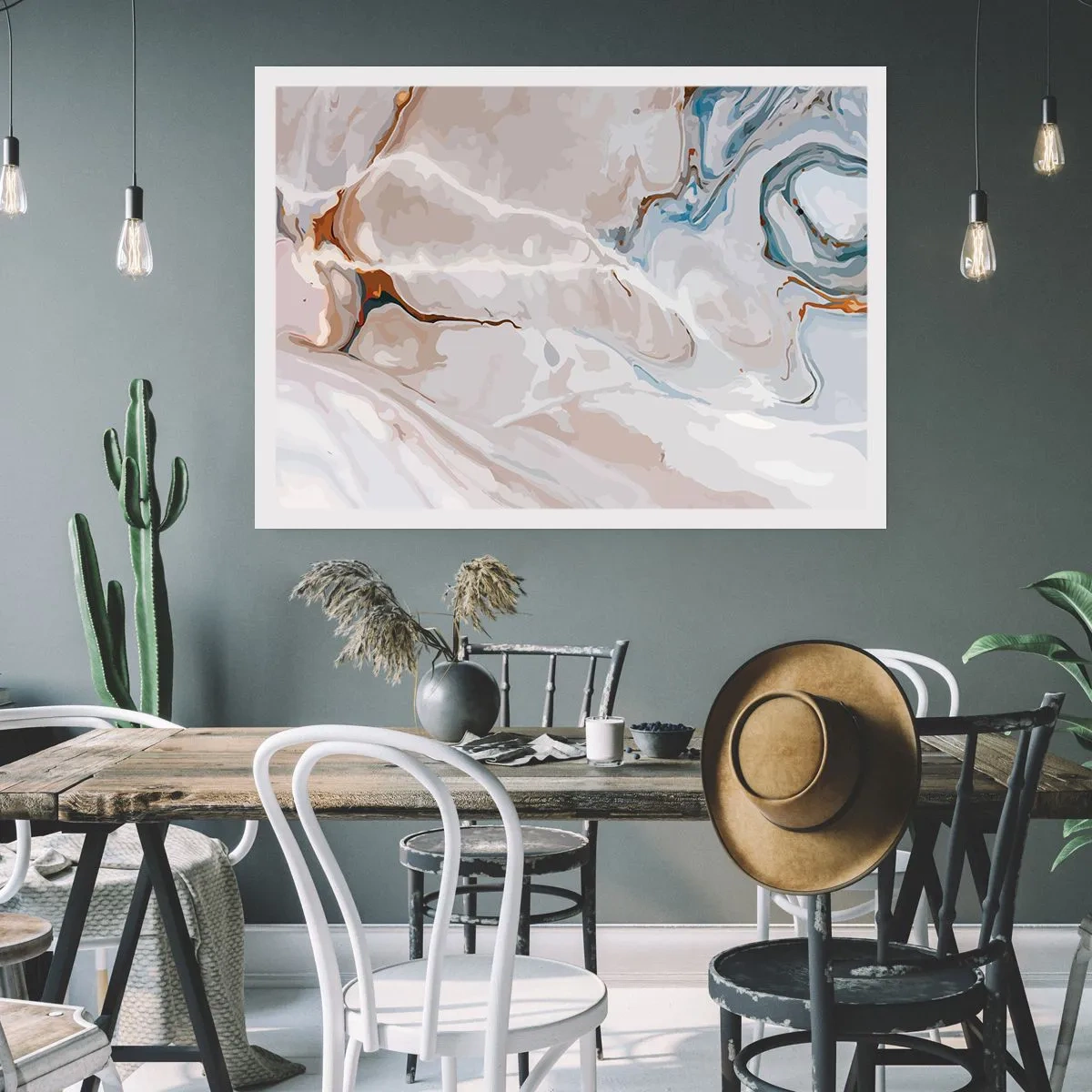 Poster - Blauw kronkelt onder het wit - 40x30 cm