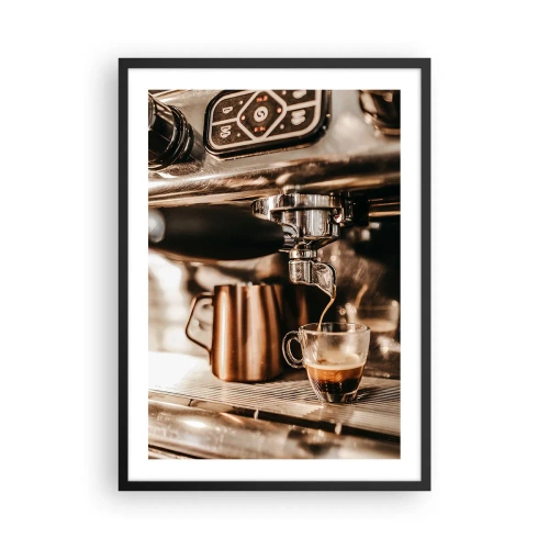 Poster in een zwarte lijst - Aromatische espresso uit de espressomachine - 50x70cm - Koffie gloed - Moderne wanddecoratie voor woonkamer en slaapkamer ARTTOR